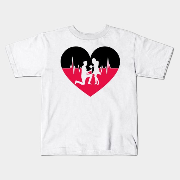 Propose from Love Heartbeat Kids T-Shirt by Sanzida Design